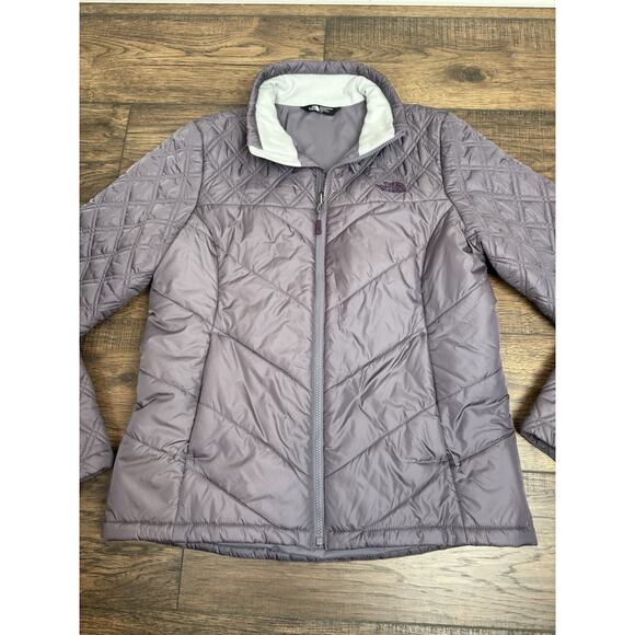 The North Face Womens Large Lilac Chevron Quilt Full Zip Puffer Jacket Sz Large - Picture 2 of 7
